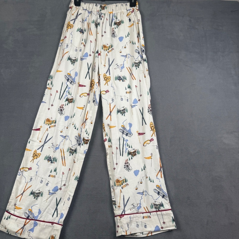 NWT Polo Ralph Lauren Cream SKI TRAVELER Madison FLANNEL Pajama Set Women's XS - Picture 8 of 11